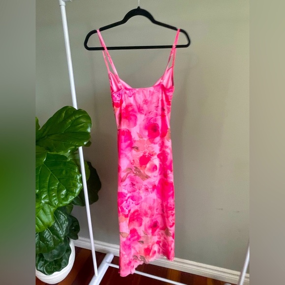 Pink Midi Dress with Floral Pattern Size S. - Picture 2 of 4
